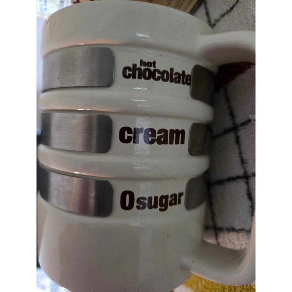 Vintage Drink Selector Mug White Ceramic Rotating Metal Bands Adjustable Coffee - Picture 6 of 11